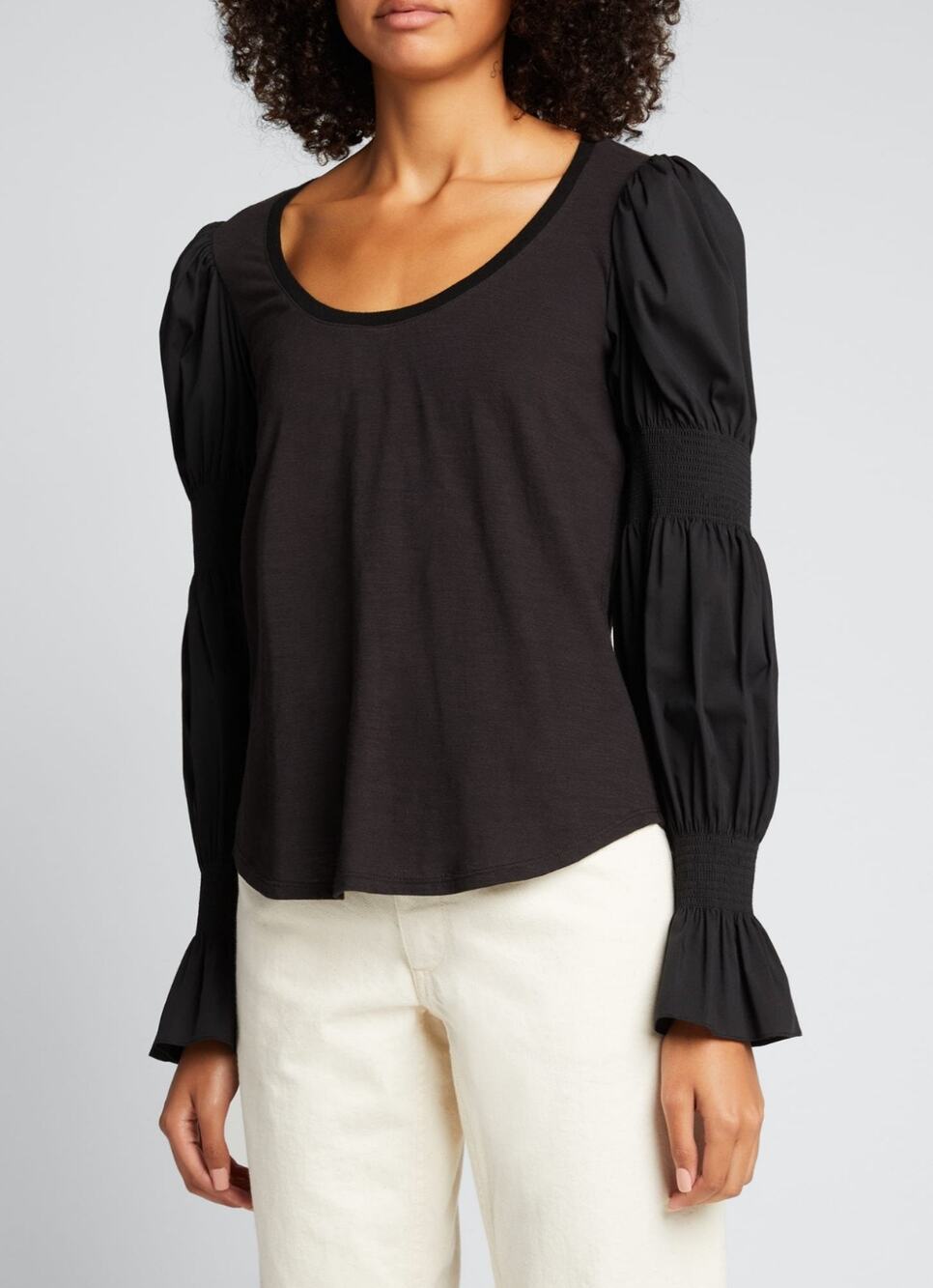 Cinq A Sept Libby *In Blue* Tiered Puff Sleeve Cotton Blend Top Medium